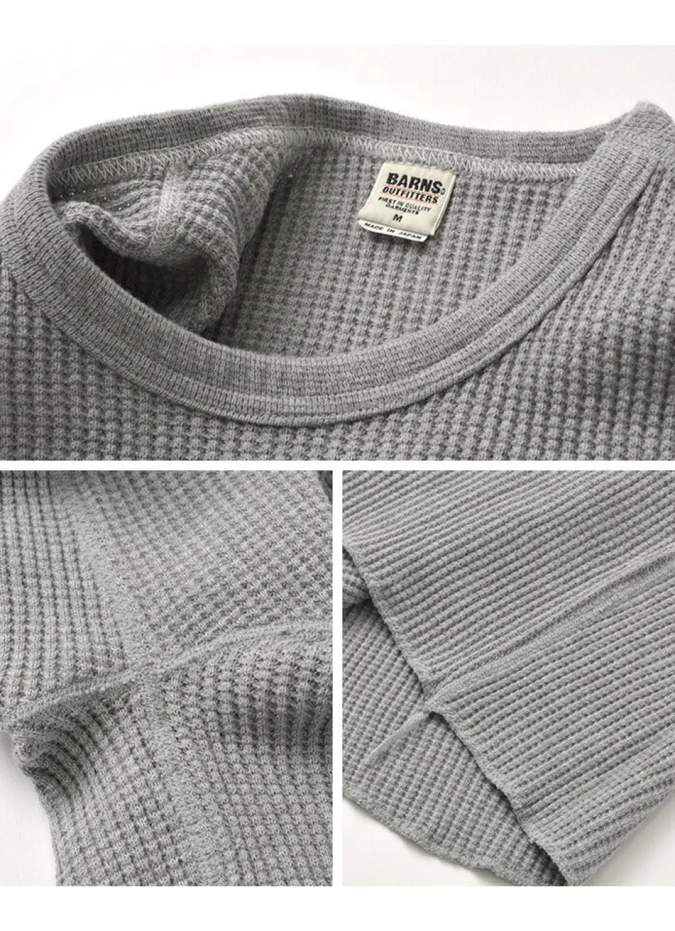 BARNS / BR-3050 Big Waffle Long Sleeve Thermal / T-shirt