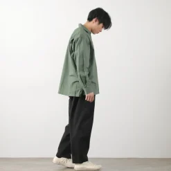 BARNS / Cotton linen skipper button works concho shirt