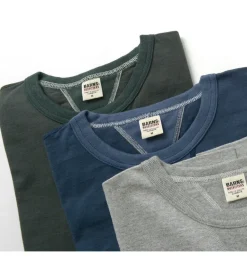 BARNS / Cozun knitted vintage gusset short sleeve crew neck T-shirt