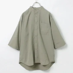 BURLAP OUTFITTER / 7/10 Sleeve Band Collar Shirt