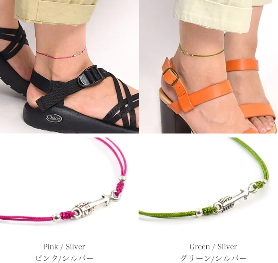 CHALISA T.. / Arrow Silver Notched Cord Anklet