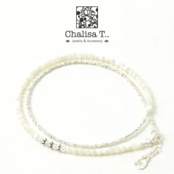 CHALISA T.. / Round Shell Wrap Anklet/Karen Silver Flat Beads