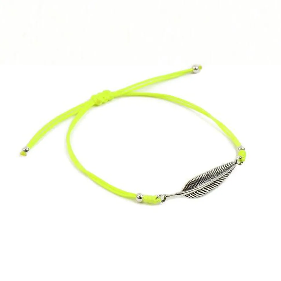 CHALISA T.. / Silver feather knotted cord bracelet