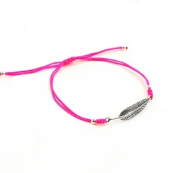 CHALISA T.. / Silver feather knotted cord bracelet