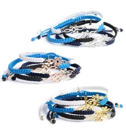 CHALISA T.. / Symmetrical Flower Pattern Notched Cord Anklet
