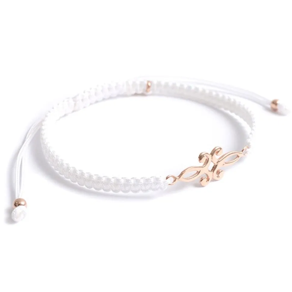 CHALISA T.. / Symmetrical Flower Pattern Notched Cord Anklet