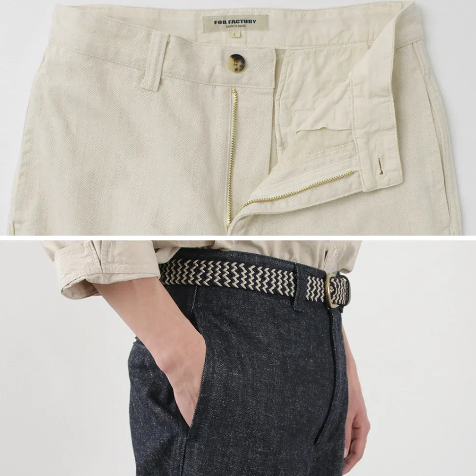 FOB FACTORY / F0516 Cotton hemp herringbone Trouser