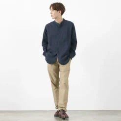FOB FACTORY / F3485 C/W STRIPE BANDCOLLAR Shirt