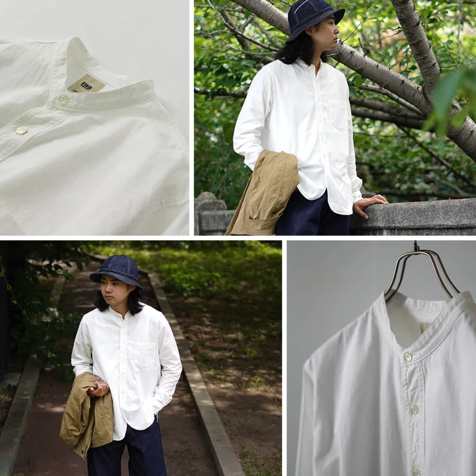 FOB FACTORY / F3429 Long sleeve Ox band collar shirt