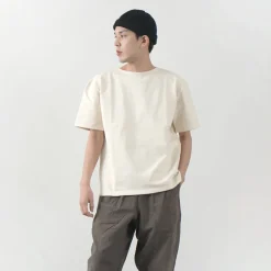 GLACON / Solid colour Boat neck Big shirt