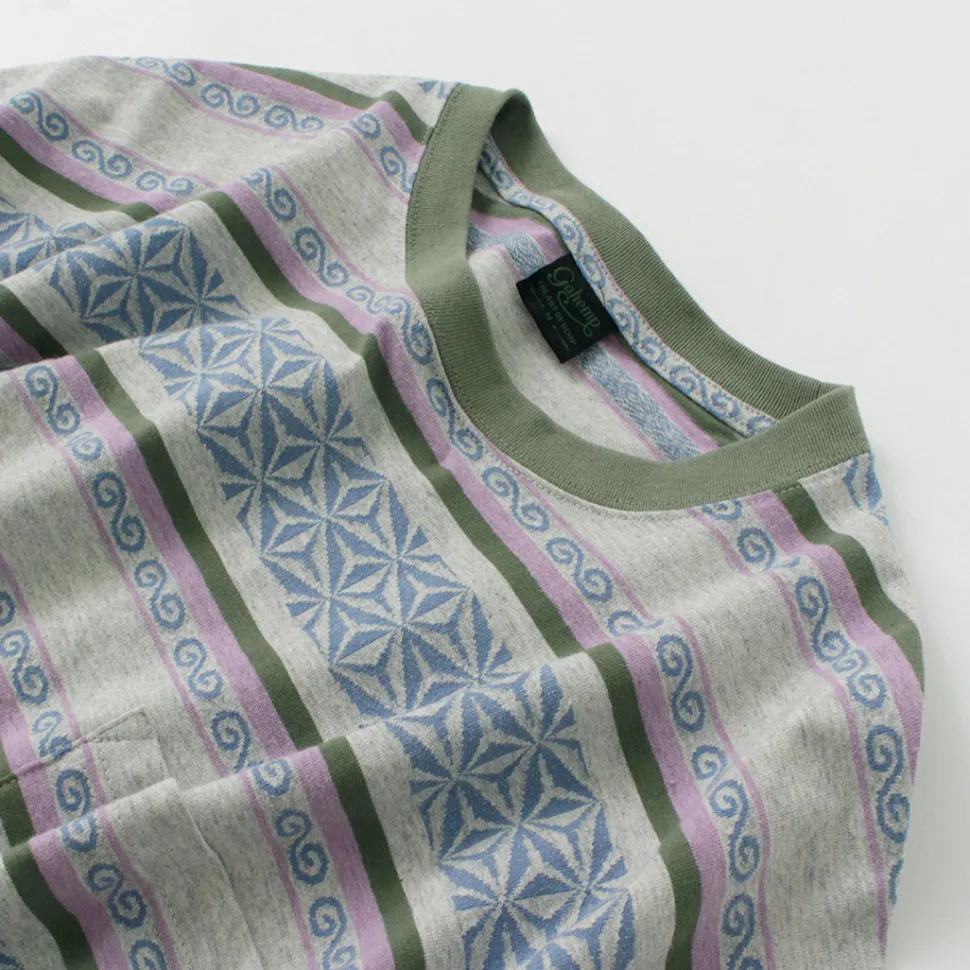 GOHEMP / Wide Slit T-Shirt Hemp Leaf Jacquard