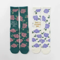 HAVE A GRATEFUL DAY / Crew Socks Flower
