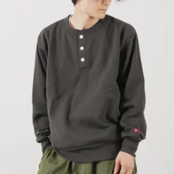 HEALTHKNIT / Classic Sweatshirt Henley Neck Long Sleeve