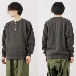 HEALTHKNIT / Classic Sweatshirt Henley Neck Long Sleeve