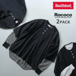HEALTHKNIT / 2 Pack T-Shirt 7/10 Sleeve + Long Sleeve Waffle