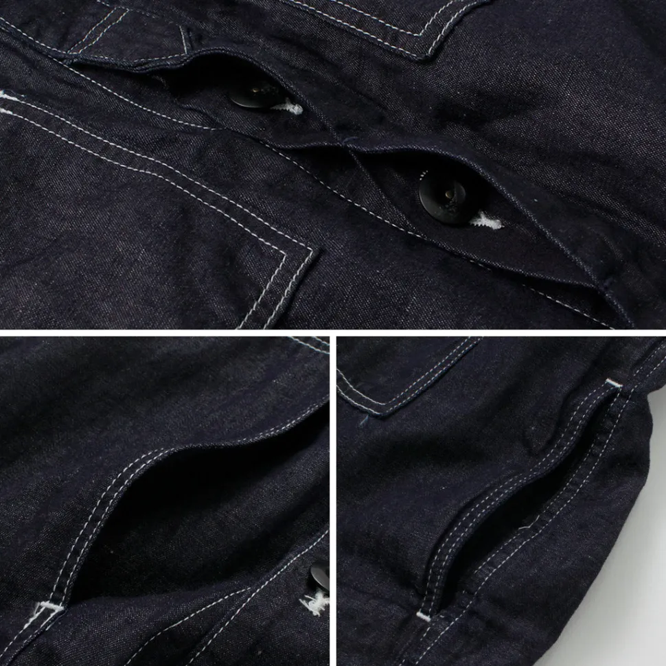 JAPAN BLUE JEANS / Cotton Linen Denim Faux Army Pullover Jacket