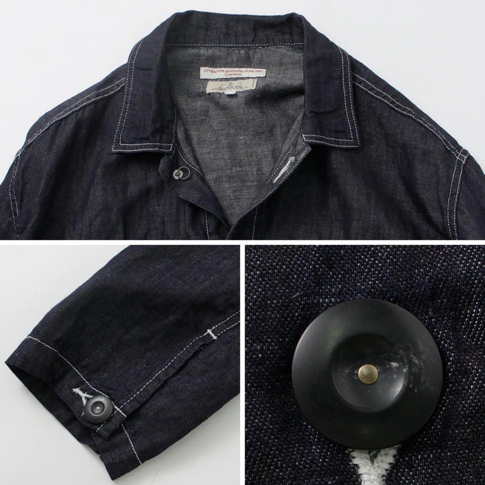 JAPAN BLUE JEANS / Cotton Linen Denim Faux Army Pullover Jacket