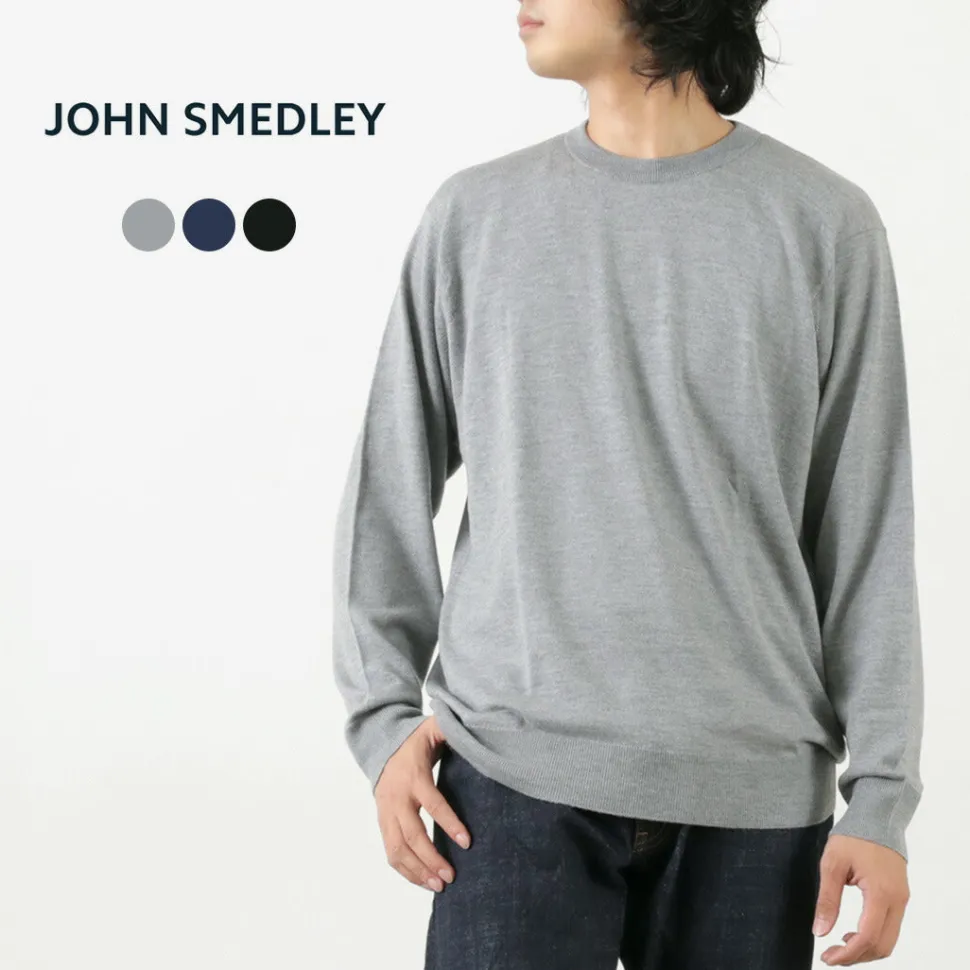 JOHN SMEDLEY / Merino Wool 24 Gauge Crew Neck Knit