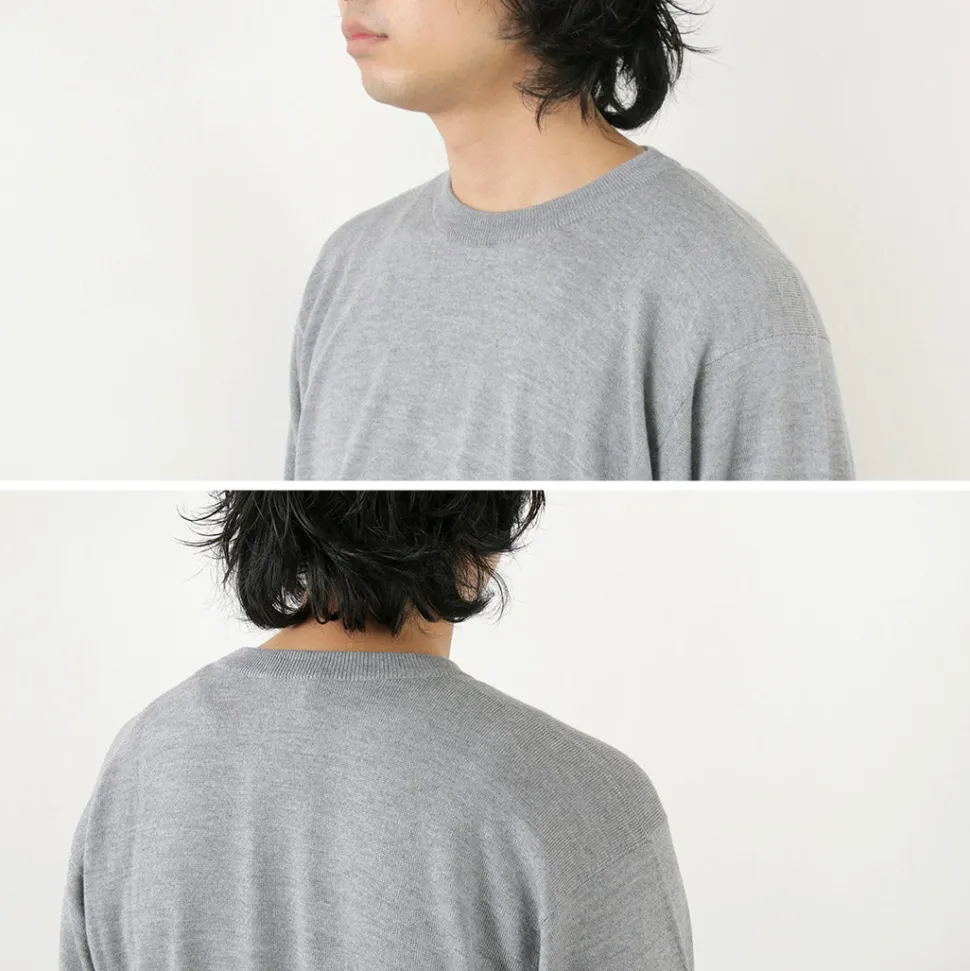 JOHN SMEDLEY / Merino Wool 24 Gauge Crew Neck Knit