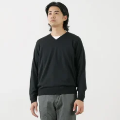 JOHN SMEDLEY / Merino Wool 30 Gauge 30 Gauge V-Neck Knit MODERN FIT