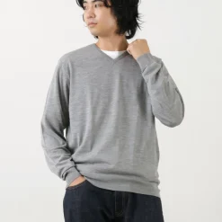 JOHN SMEDLEY / Merino Wool 30 Gauge 30 Gauge V-Neck Knit MODERN FIT
