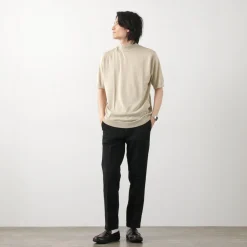JOHN SMEDLEY / Sea Island Cotton 30 Gauge Mock Neck Knit