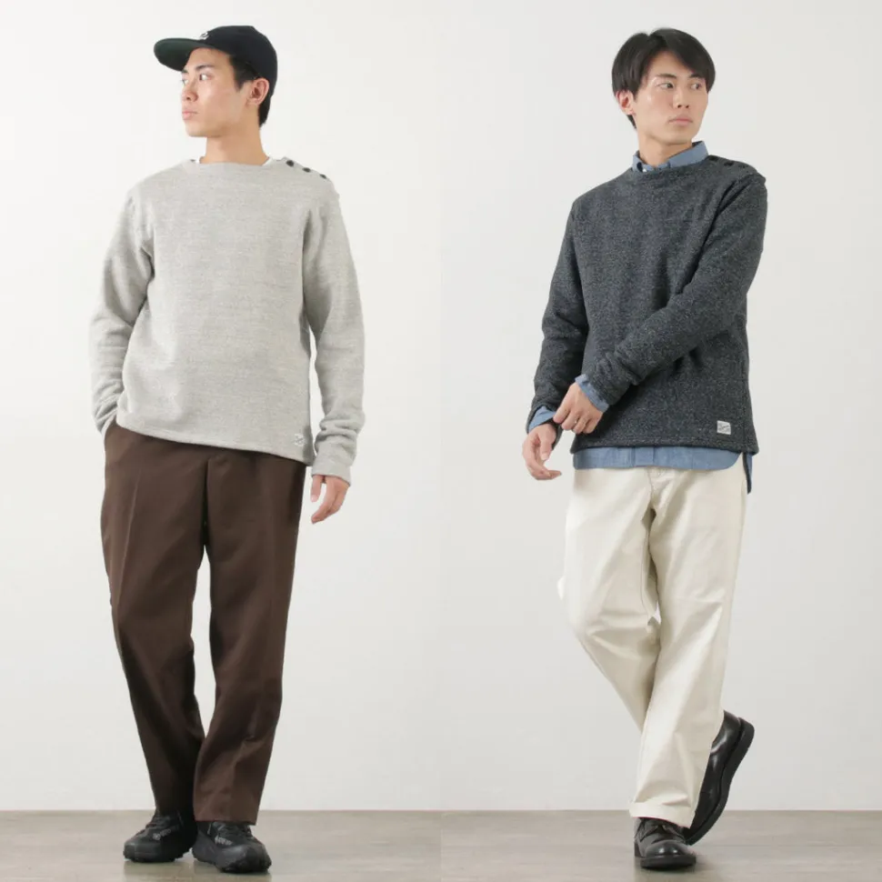 KEPANI / Raffy brushed lining Boat Neck Sweatshirt Basque Shirt