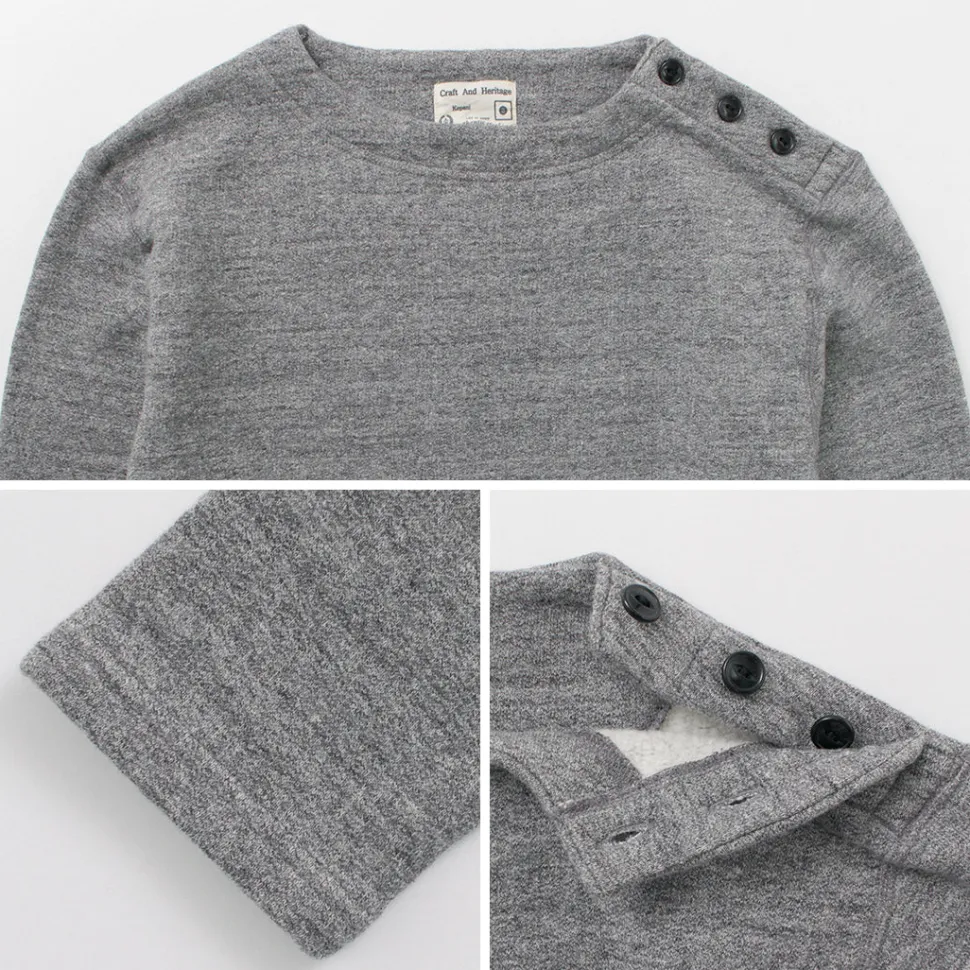 KEPANI / Raffy brushed lining Boat Neck Sweatshirt Basque Shirt