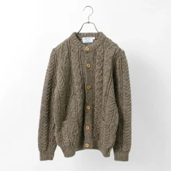 KERRY WOOLLEN MILLS / 5 Gauge 3 Ply Aran Cable Collarless Cardigan