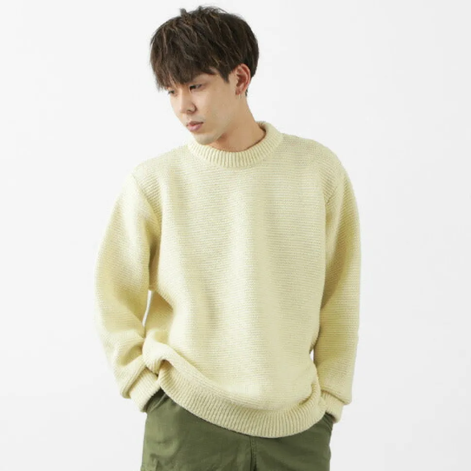 KERRY WOOLLEN MILLS / 5 Gauge 2 Ply Pearl Stitch Drop Shoulder Crew Neck Knit
