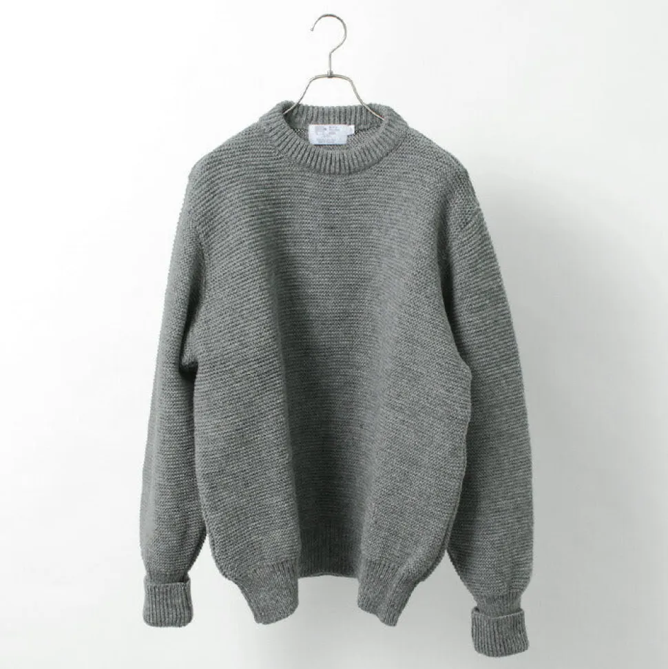 KERRY WOOLLEN MILLS / 5 Gauge 2 Ply Pearl Stitch Drop Shoulder Crew Neck Knit