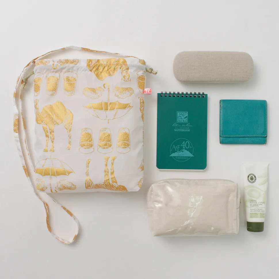 MIKAMI / Printed Nylon Drawstring Bag Shoulder Bag