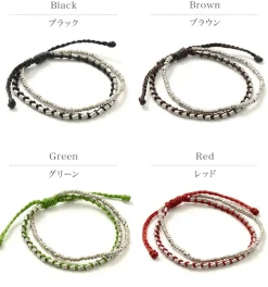 PHADUA / Double strand bracelet with silver waxed cord