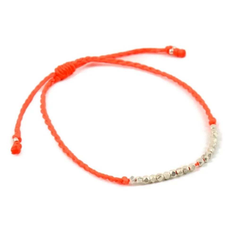 PHADUA / Karen Silver Bead Wax Cord Anklet
