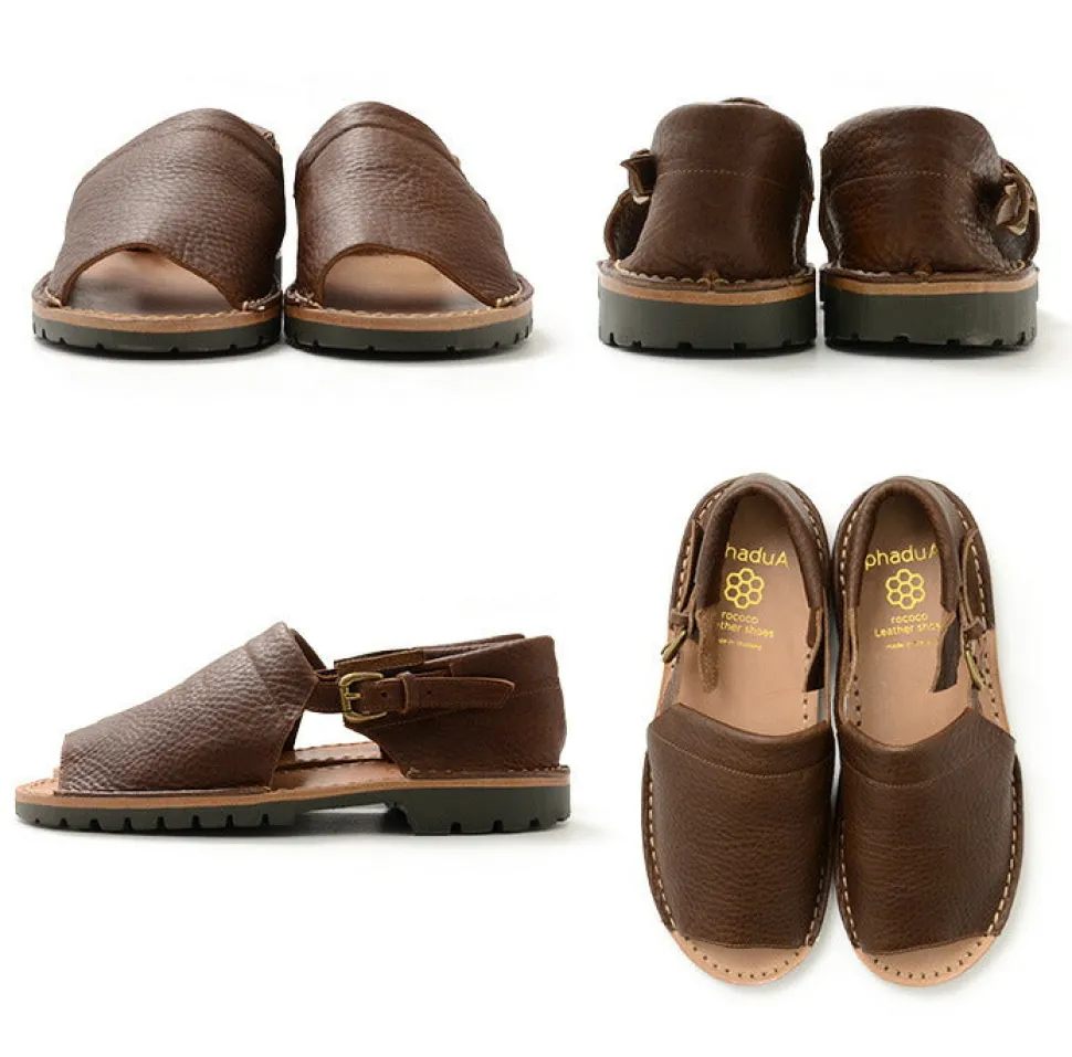 PHADUA / Open Toe Side Strap Leather Shoes
