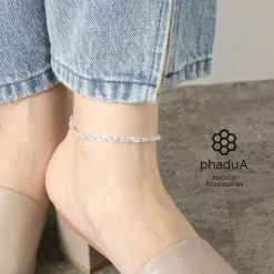PHADUA / Semi solid anchor chain anklet 925 silver