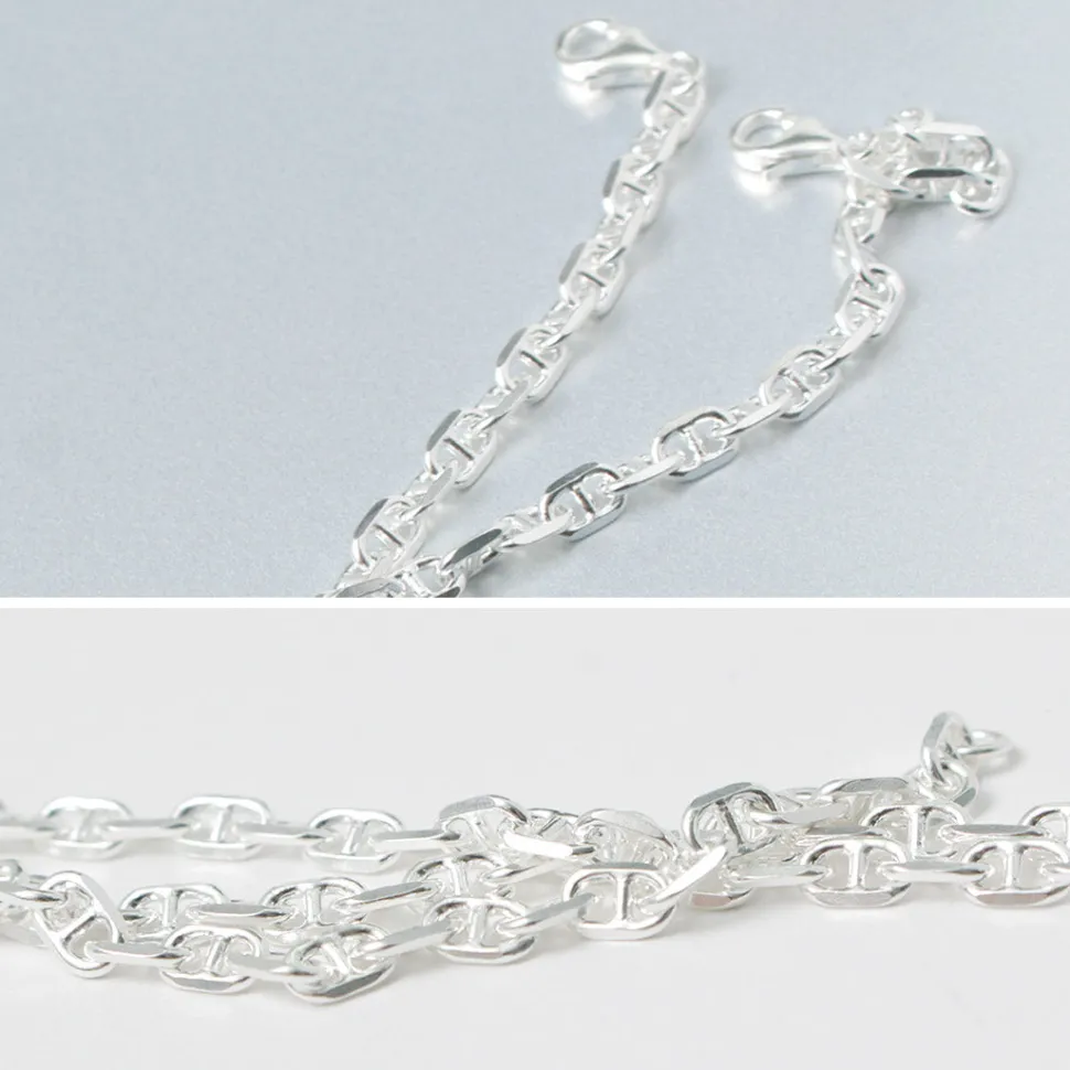 PHADUA / Semi solid anchor chain anklet 925 silver