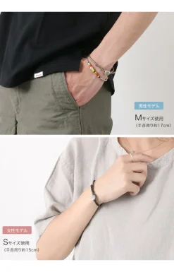 PHADUA / Wax Cord Concho Bracelet Fishbone Braid