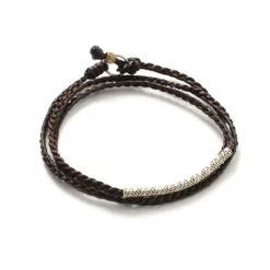 PHADUA / Wax Cord Karen Silver Tube Anklet / Bracelet / Necklace
