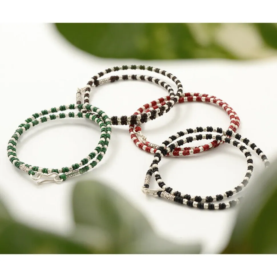 PHADUA / Wax Cord Silver Bracelet