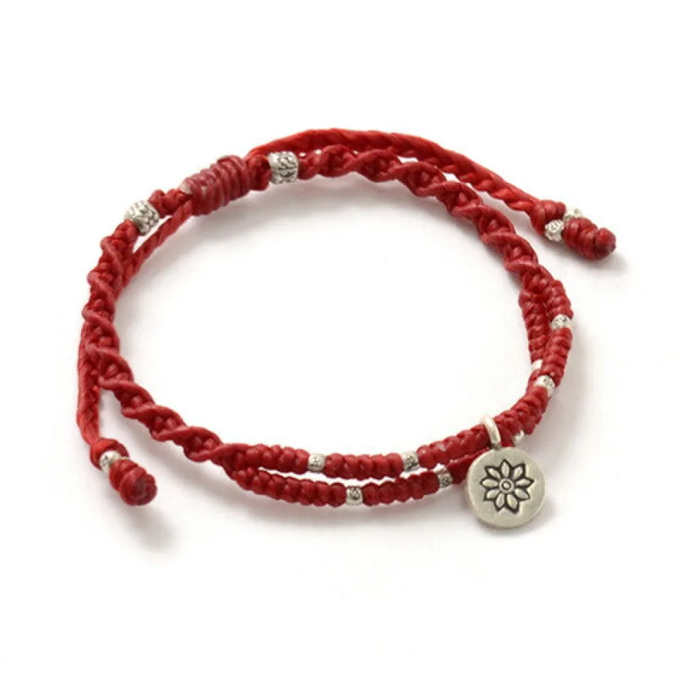 PHADUA / Wax Cord Silver Double-Strand Top Bracelet
