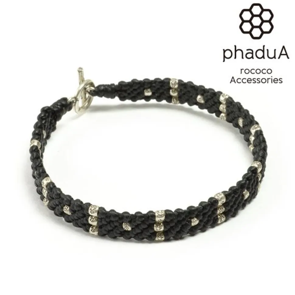PHADUA / Wax Cord Silver Triple-Strand Bracelet