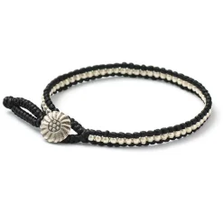 PHADUA / Waxed cord silver single strand concho bracelet