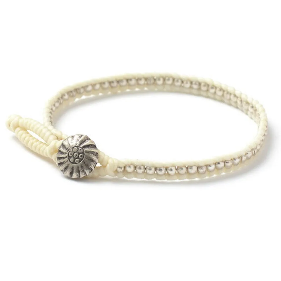 PHADUA / Waxed cord silver single strand concho bracelet