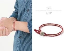 PHADUA / Waxed cord silver single strand concho bracelet