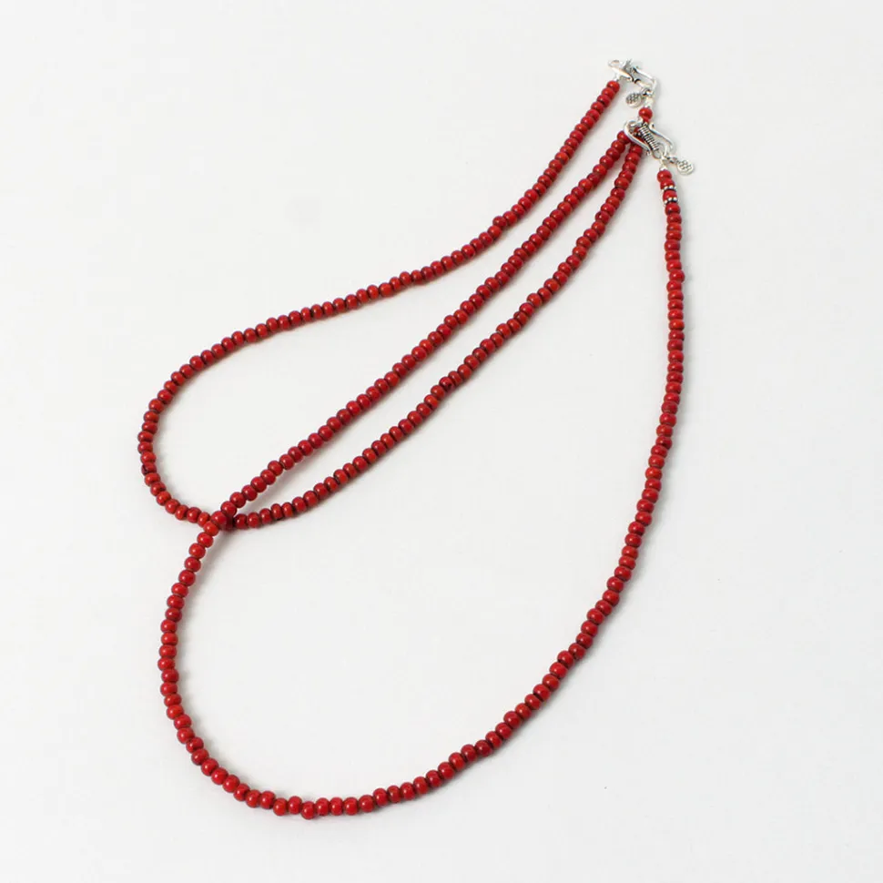 phaduA / White Heart Antique Glass Bead Necklace