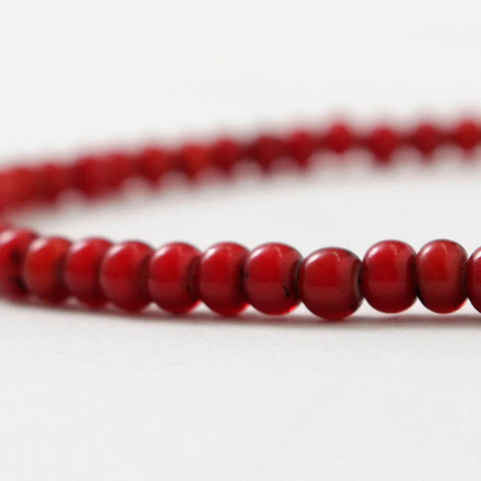 phaduA / White Heart Antique Glass Bead Necklace