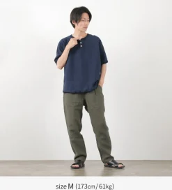 RE MADE IN TOKYO JAPAN / French Linen Henley Neck T-Shirt