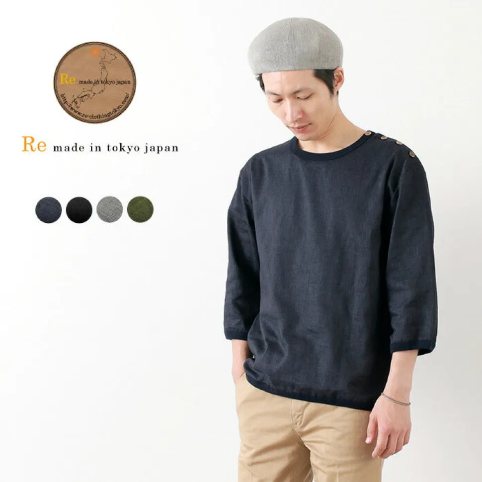 RE MADE IN TOKYO JAPAN / Linen Canvas Button Basque / 7 Minute Sleeve
