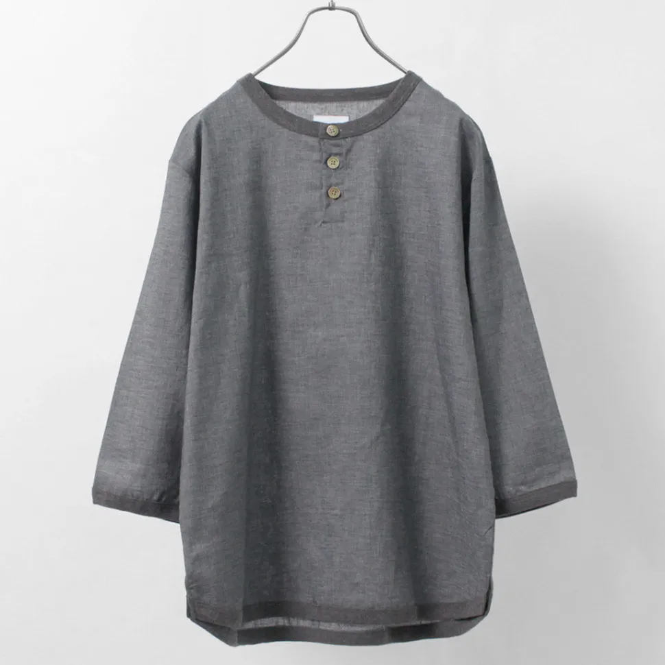 RE MADE IN TOKYO JAPAN / Linen Canvas Henry Neck T-Shirt